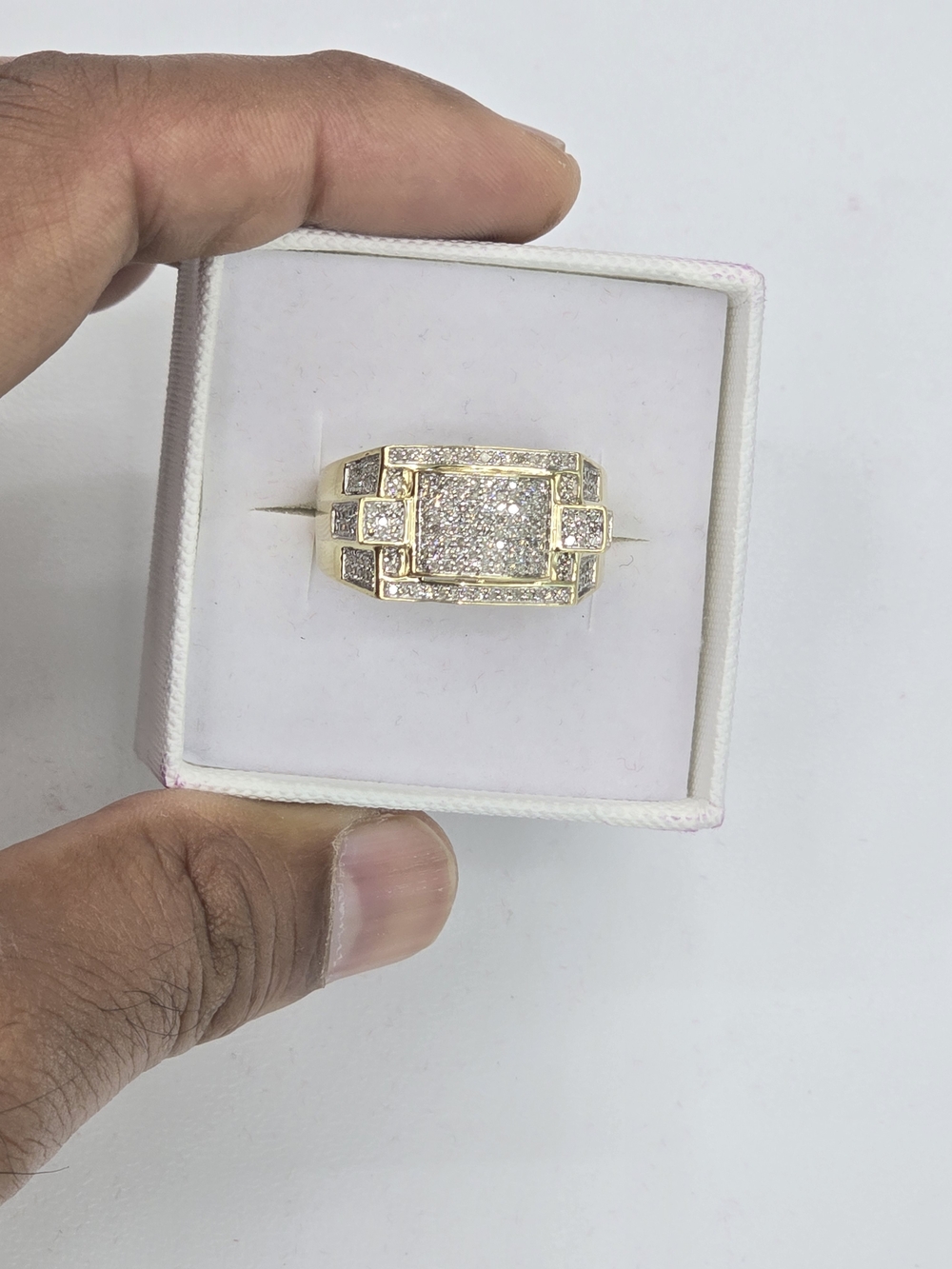 Real Diamond 10kt Gold Ring For Men - Picture 5 of 9